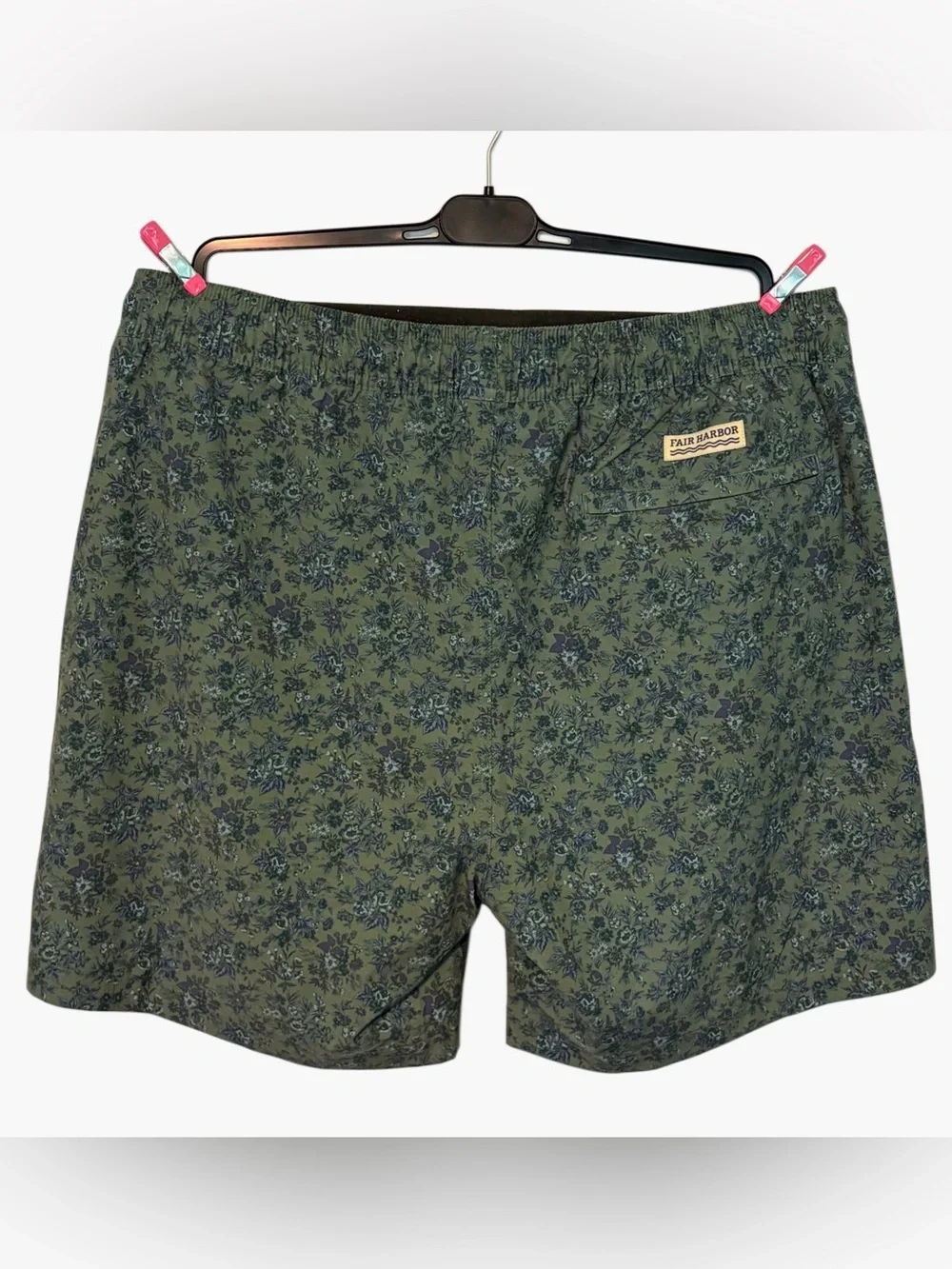 NWT Men’s 2X Fair Harbor Men's Bayberry Swim Trunks Green Mini Floral Lined